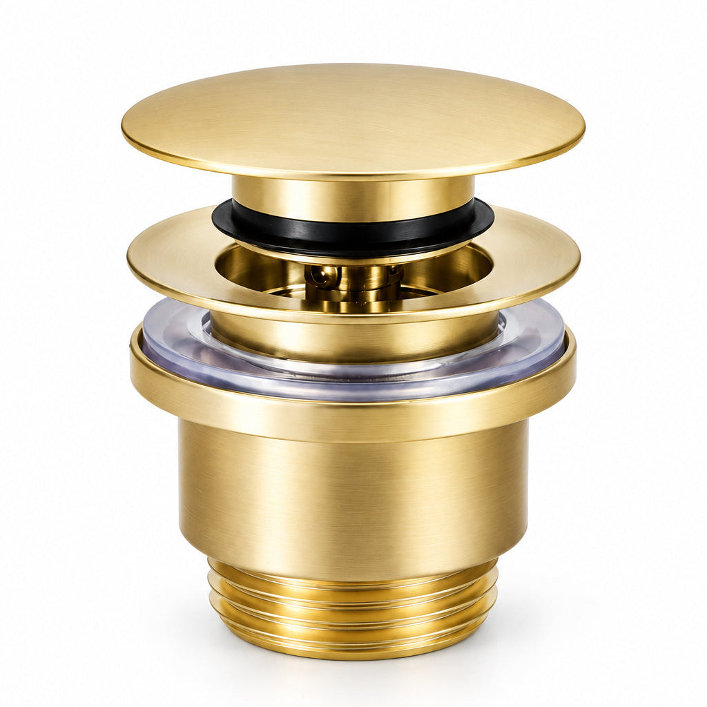 Bonde clic-clac universelle dorée pour lavabo et vasque