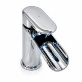Mitigeur lavabo cascade chromé vu du dessus