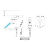 Dimensions du mitigeur lavabo design Noma doré