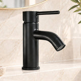 Mitigeur lavabo design Noma noir installé dans une salle de bain